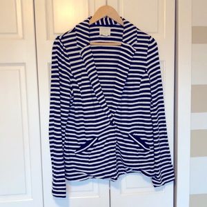 Caslon black and white stripe knit blazer